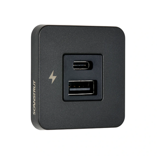Scanstrut TILE USB-A & C Interior Charging Socket – Black Bezel