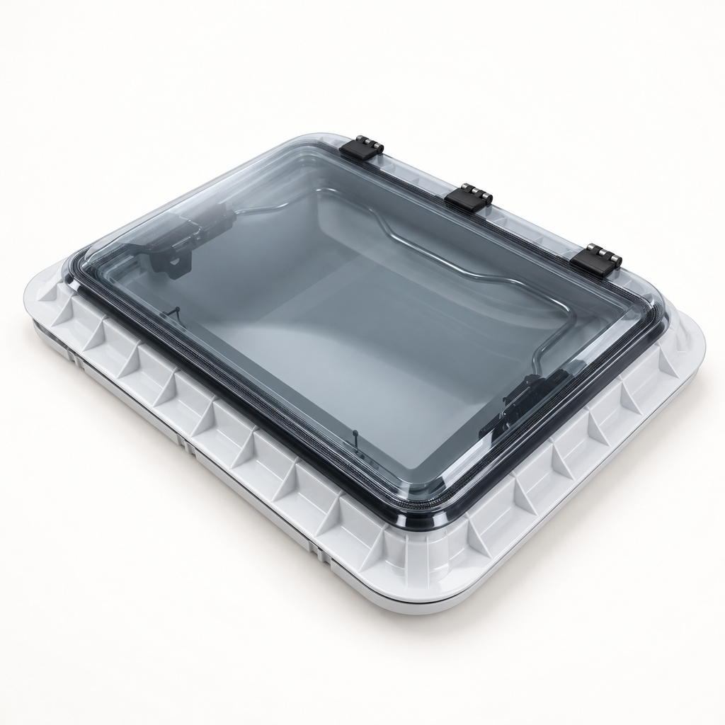 ProBreeze skylight closed, viewed from a rear upper corner on a white background.