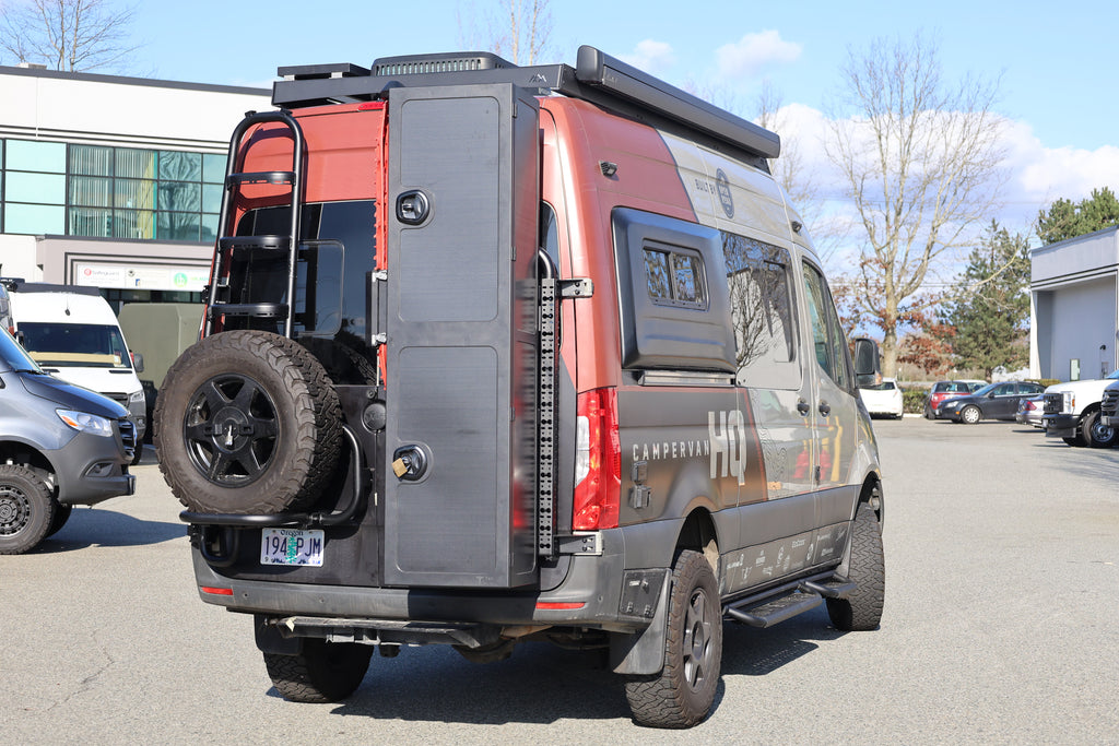 Lightweight Sprinter rear door ski storage box