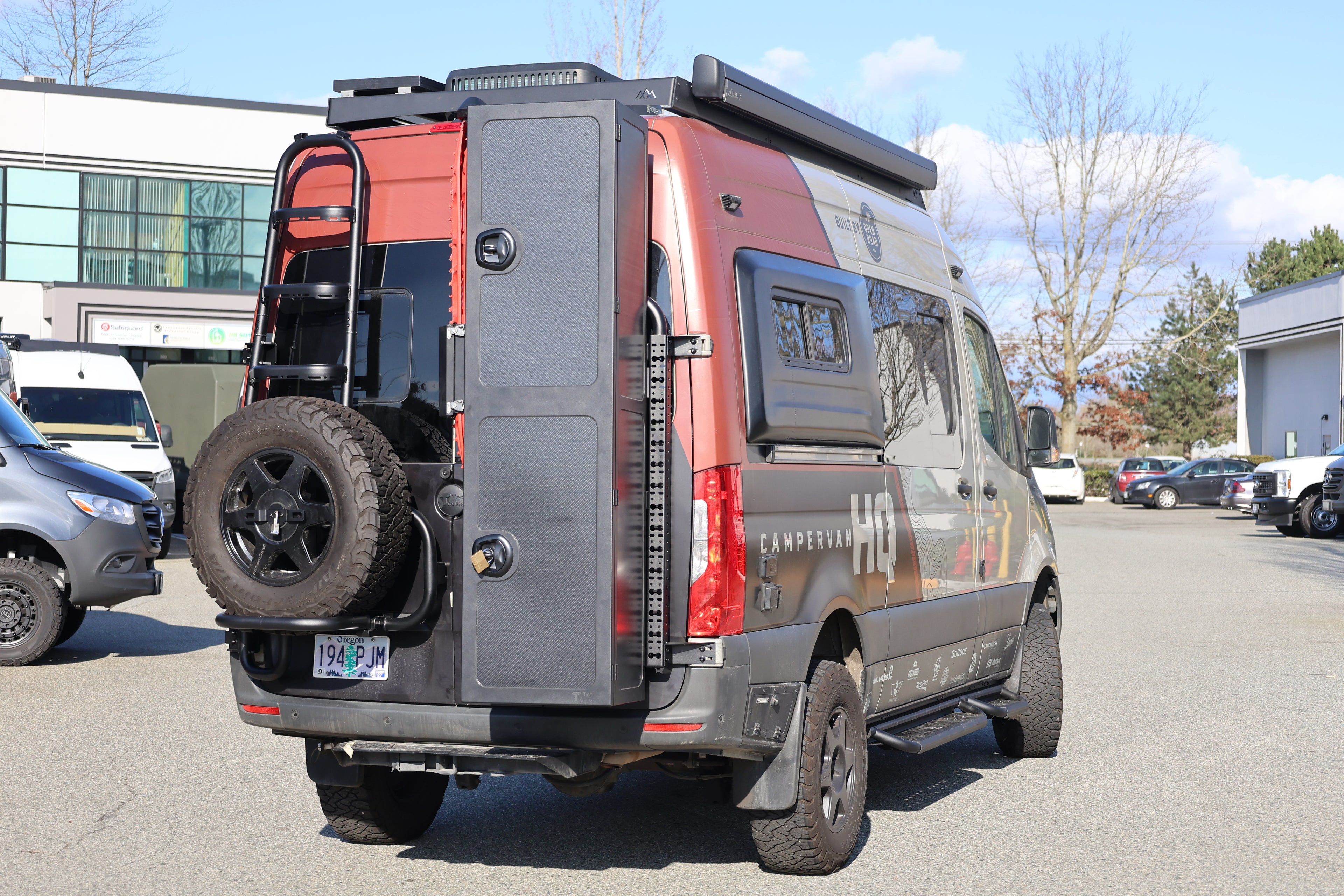 Lightweight Sprinter rear door ski storage box