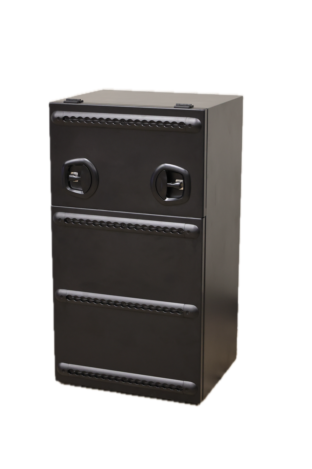 Rear door storage box locking mechanism