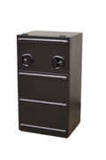 Rear door storage box locking mechanism