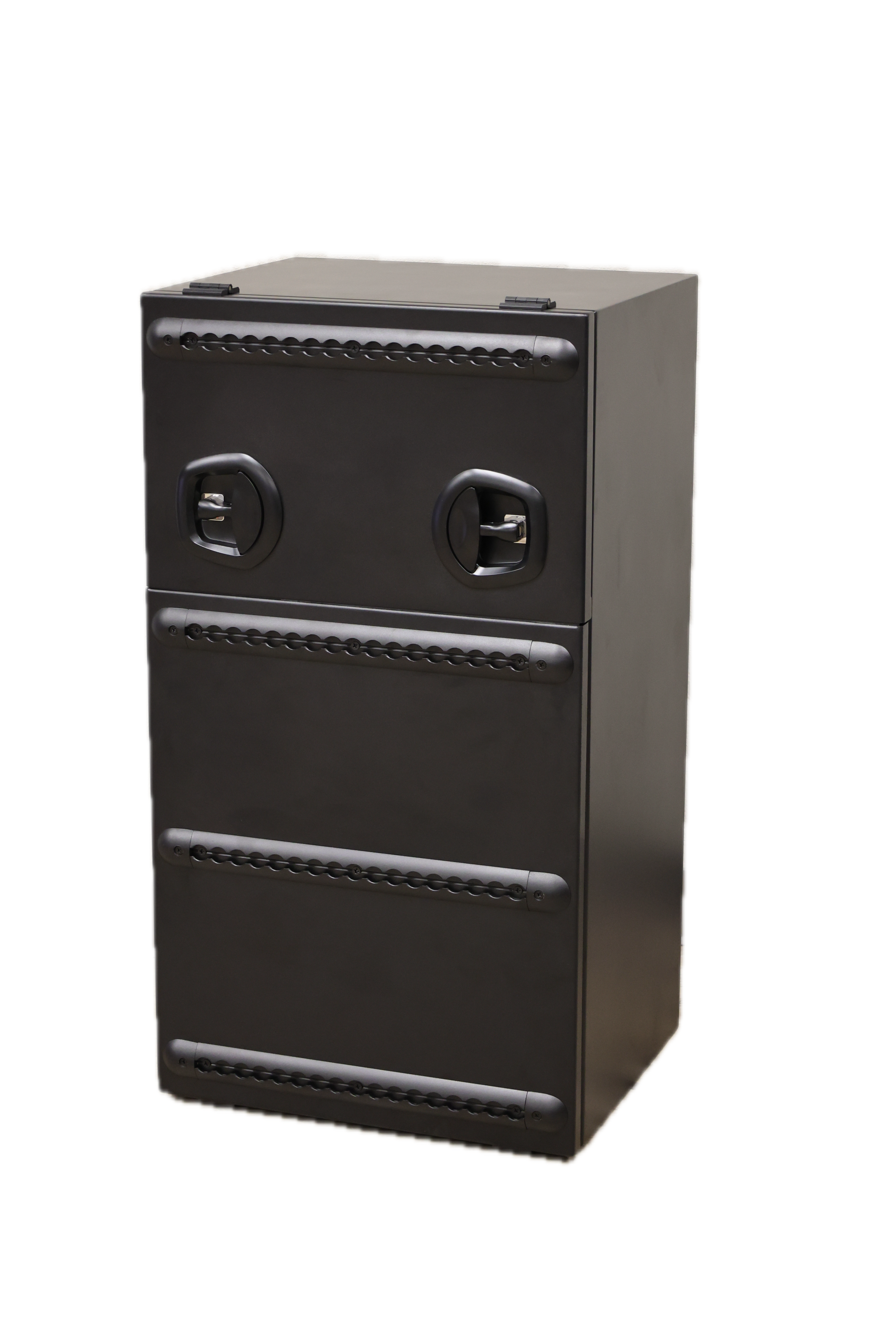 Rear door storage box locking mechanism