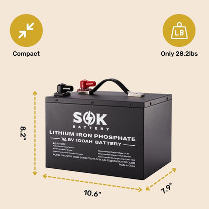 SOK 100Ah | 12V - Heated LiFePO4 Lithium Battery