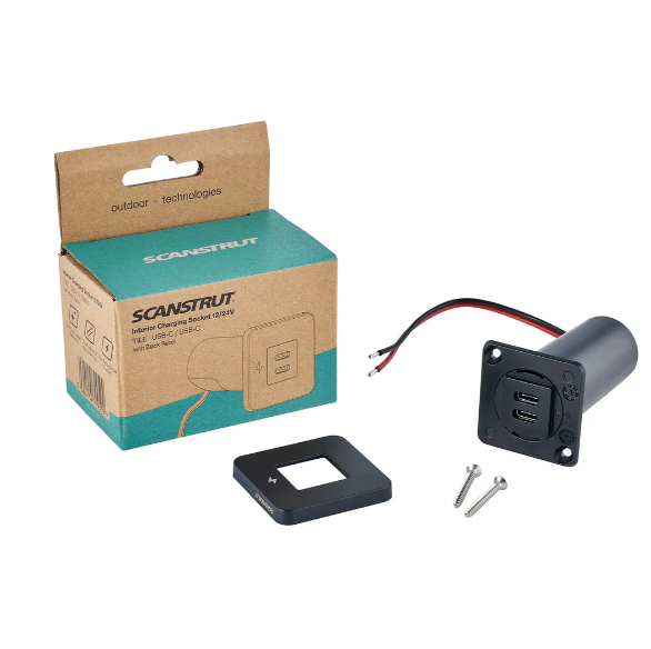 Scanstrut TILE Dual USB-C Interior Charging Socket – Black Bezel