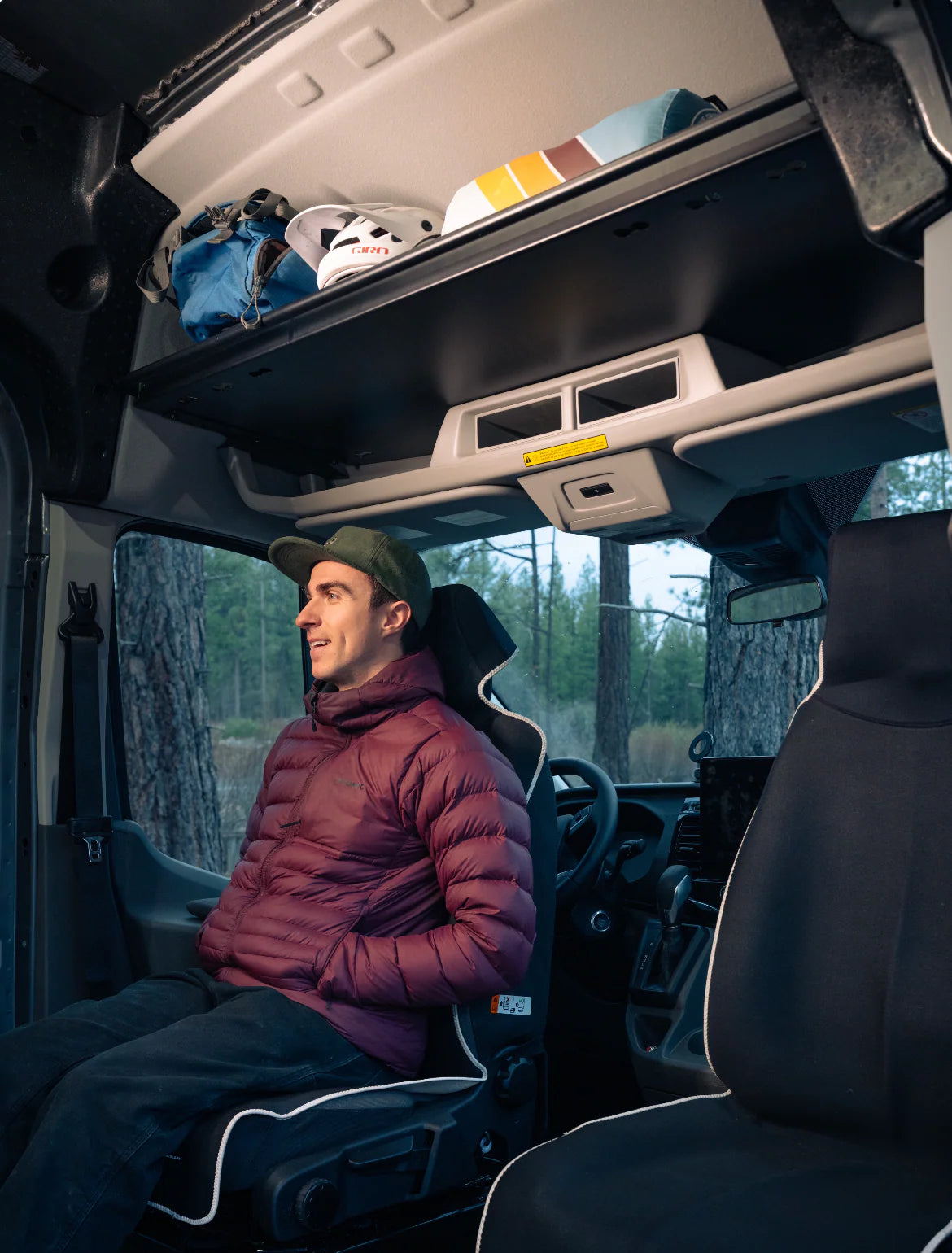 VanEssential Ford Transit Headliner Shelf - With Grab Handle