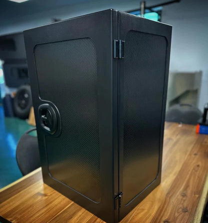 Sprinter Rear Door Aluminum Gear Rack - NO DRILL + Carbon Fiber Storage Box - Venti | Camper Van Storage